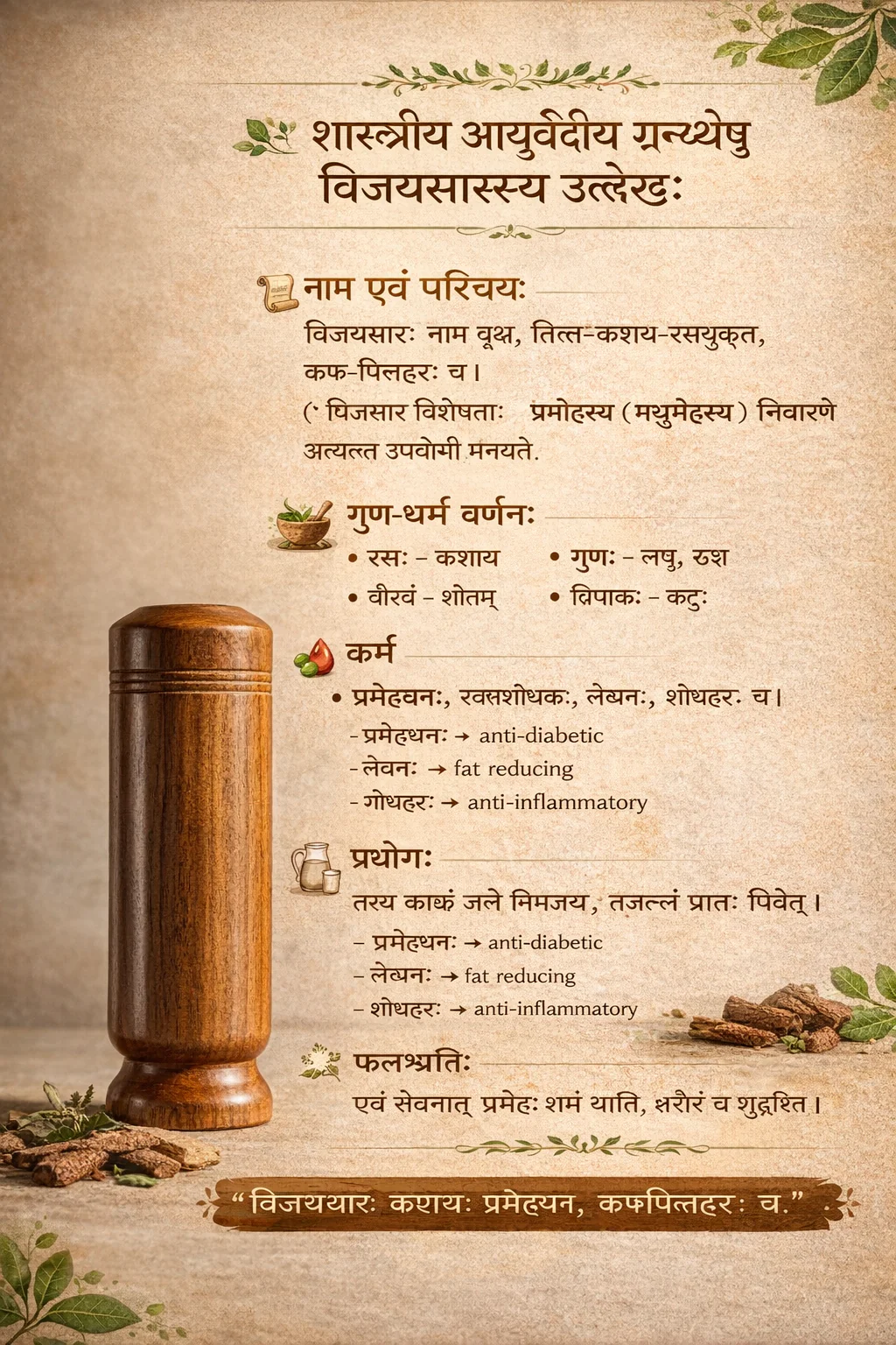 Ayurvedic Vijaysar Wooden Glass