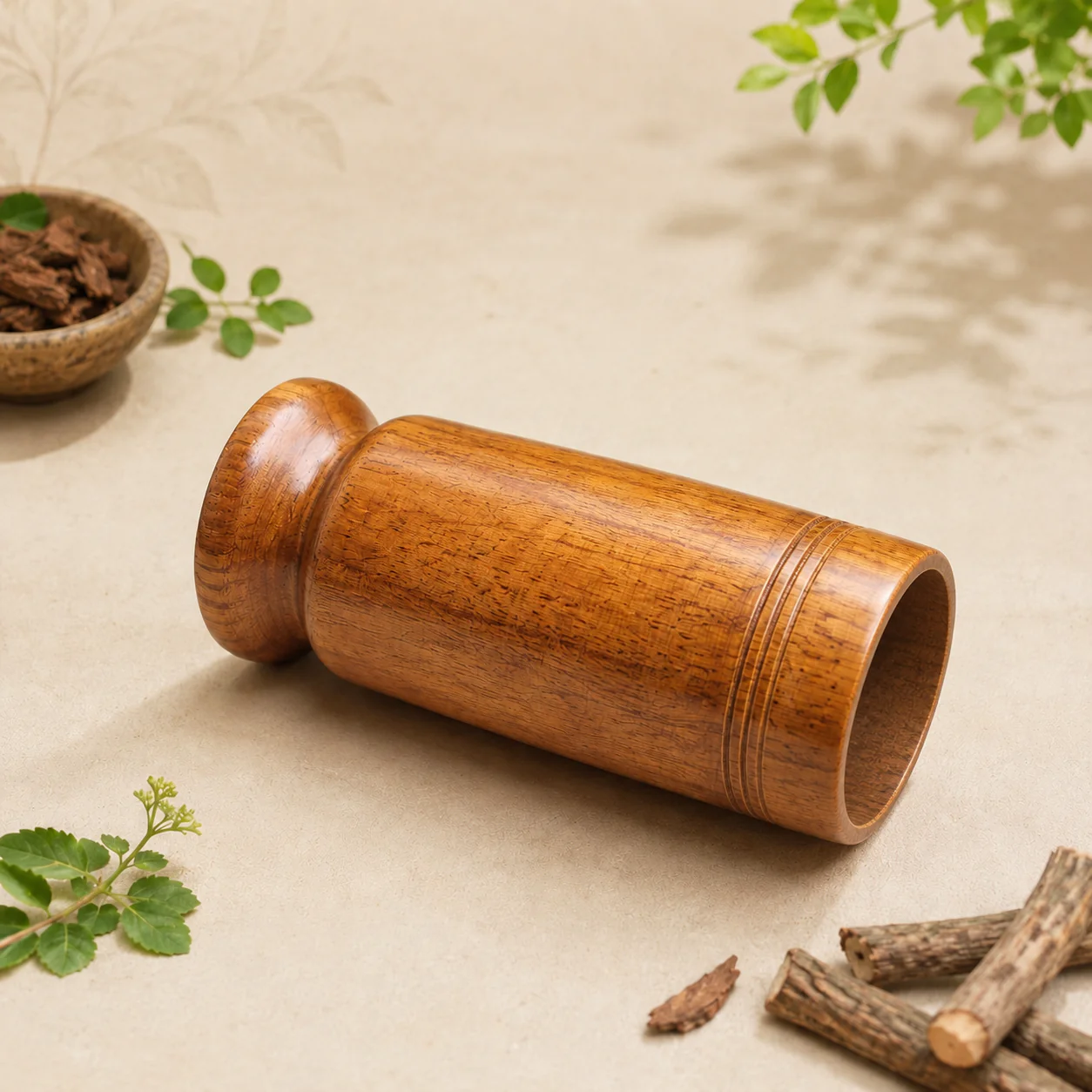 Ayurvedic Vijaysar Wooden Glass